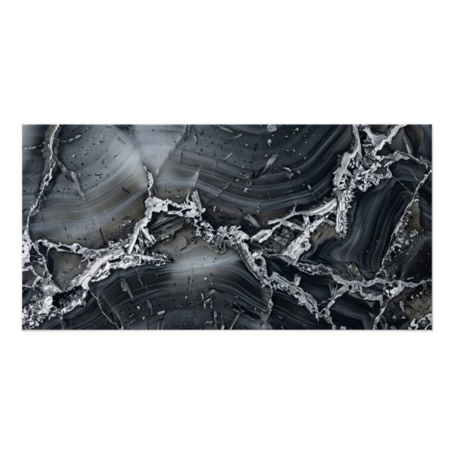 Schwarzes Achatstein-Textur-Poster Poster (Vorderseite)