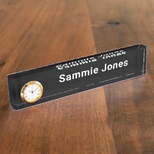 Schwarzes Acryl-Schreibtisch-Namensschild mit mode Namensplakette