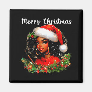 Schwarzes afrikanisches Mädchen lustiges Weihnacht Magnet