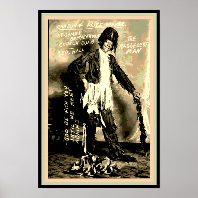 Schwarzes Amerika Vintager Raggemost-Mann Poster (Vorne)