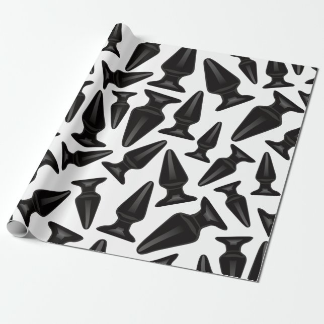 Schwarzes Analplug-Muster - anpassbar Geschenkpapier (Ungerollt)