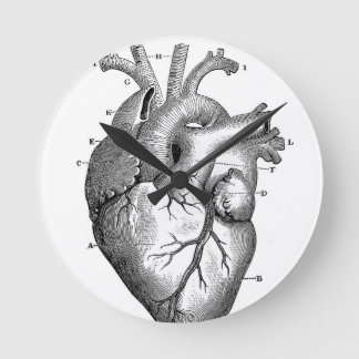 Schwarzes anatomisches Herz Runde Wanduhr