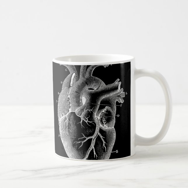 Schwarzes anatomisches Herz Tasse (Rechts)
