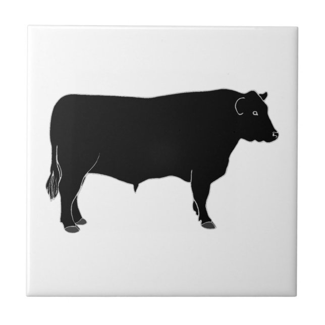 Schwarzes Angus Stier Fliese (Vorderseite)