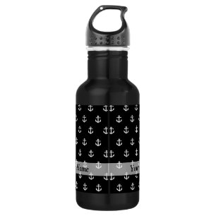 Schwarzes Ankermuster Edelstahlflasche