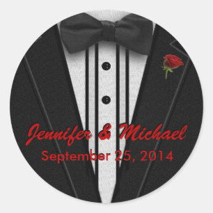 Schwarzes Anzugs-und Bogen-Krawatten-Monogramm Runder Aufkleber