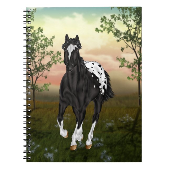 Schwarzes Appaloosa-Pferd Notizblock (Vorderseite)
