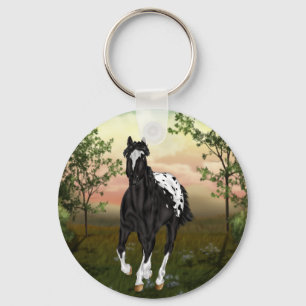 Schwarzes Appaloosa-Pferd Schlüsselanhänger
