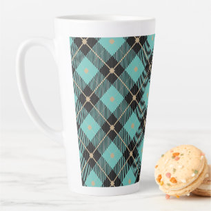 Schwarzes Aqua-Karomuster Milchtasse