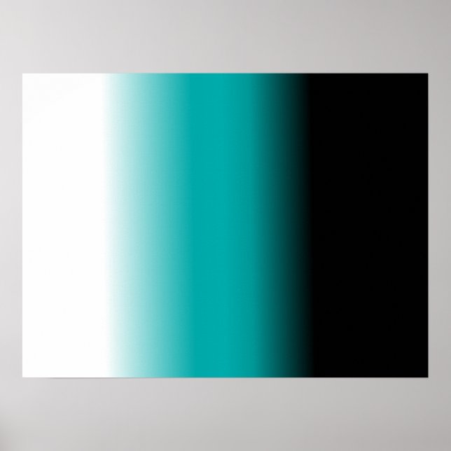 Schwarzes Aquamarines Weißes Ombre Poster (Vorne)