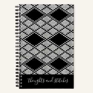 SCHWARZES ARGYLE-STRICKMUSTER 5,5x8,5 Notizbuch +