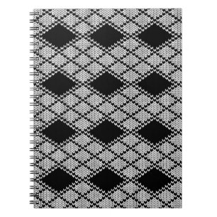 SCHWARZES ARGYLE-STRICKMUSTER 6,5x8,75 Notizbuch Notizblock