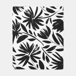 Schwarzes Astern: Vintage-Chrysanthemen-Muster Fleecedecke