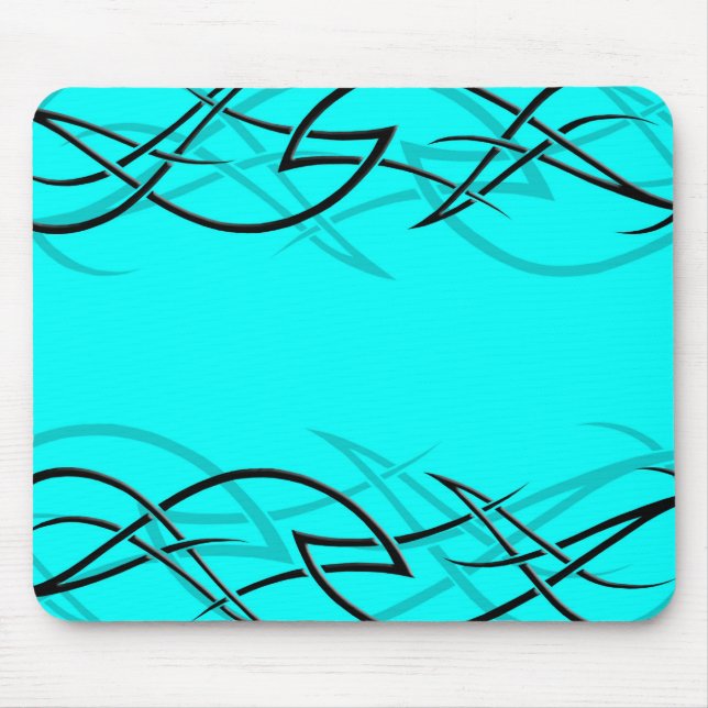 Schwarzes auf cyan-blauer "Eleganz" Mousepad (Vorne)