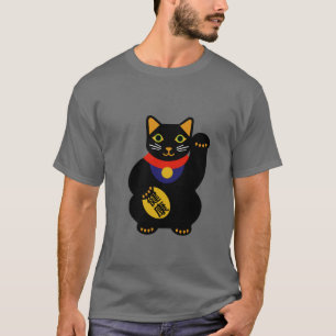 Schwarzes auf grauem glücklichem Katzen-Shirt T-Shirt