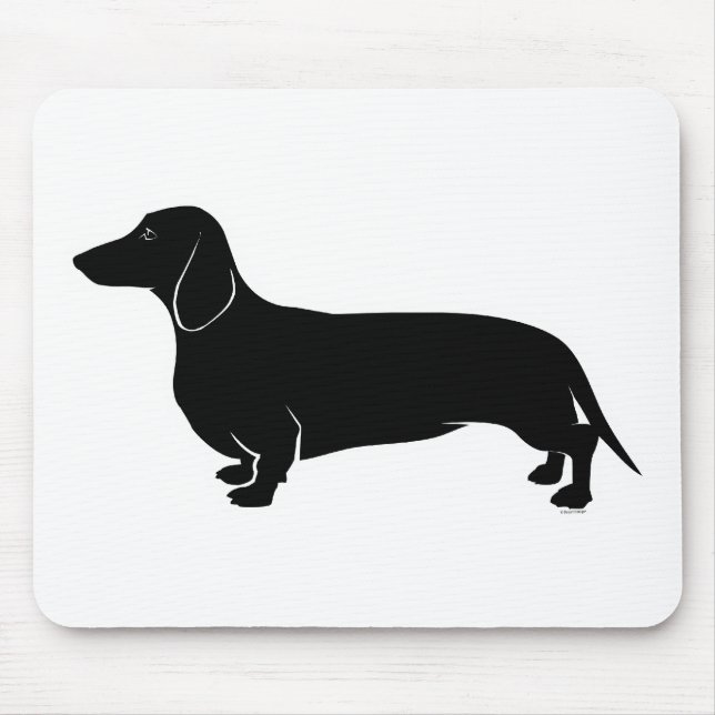 Schwarzes auf weißem Dachsund Mousepad (Vorne)