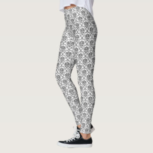 Schwarzes auf weißem Damast Leggings