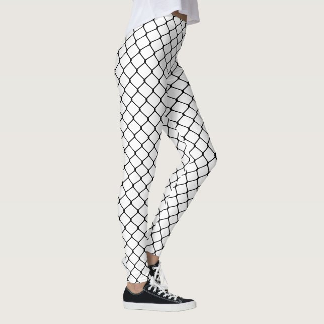 Schwarzes auf weißen Fishnets Leggings (Rechts)
