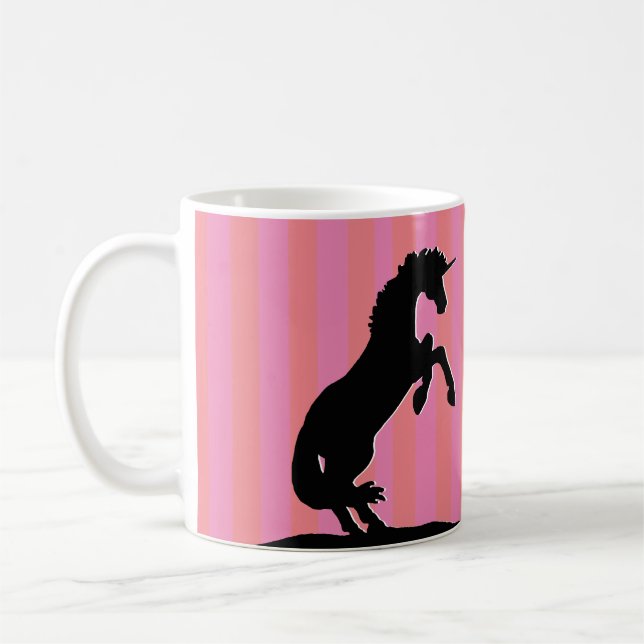 Schwarzes Aufzuchtorn (rosa gestreift) Kaffeetasse (Links)