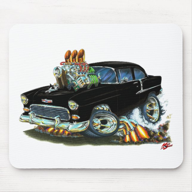 Schwarzes Auto 1955 Chevy150-210 Mousepad (Vorne)