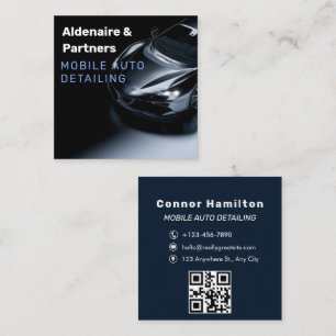 Schwarzes Auto, Auto reparieren schwarzen QR-Code Quadratische Visitenkarte