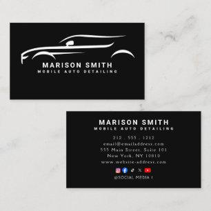 Schwarzes Auto-Detailing, Auto-Reparatur-Logo Schw Visitenkarte