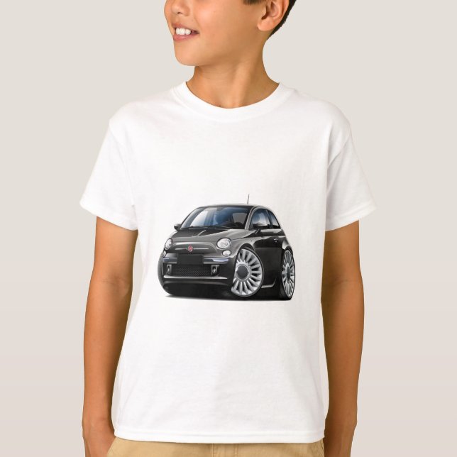 Schwarzes Auto Fiats 500 T-Shirt (Vorderseite)