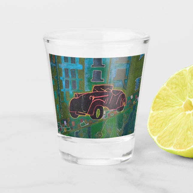 Schwarzes Auto Schnapsglas (Vorderseite)
