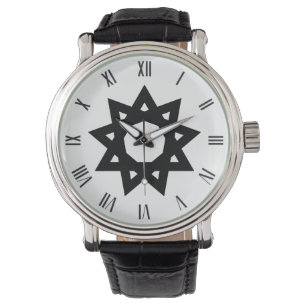 Schwarzes Bahai 9-Sterne-Symbol Armbanduhr