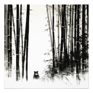 Schwarzes Bambuswald Tinte Malerei Fotodruck