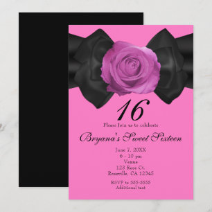 Schwarzes Band & Pink Rose EINLADUNGEN in JEDER FA