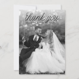 Schwarzes Band-Schriftzug Minimalistische Hochzeit Dankeskarte