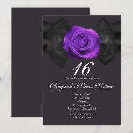 Schwarzes Band und Lila Rose JEGLICHE FARBEINLAGEN Einladung