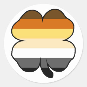 Schwarzes-Bären-Stolzflagge Kleeblatt Runder Aufkleber