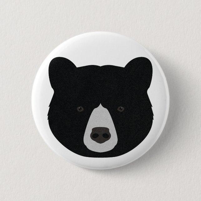 Schwarzes Bärengesicht Button (Vorderseite)