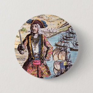 Schwarzes Bart-Farbporträt Button