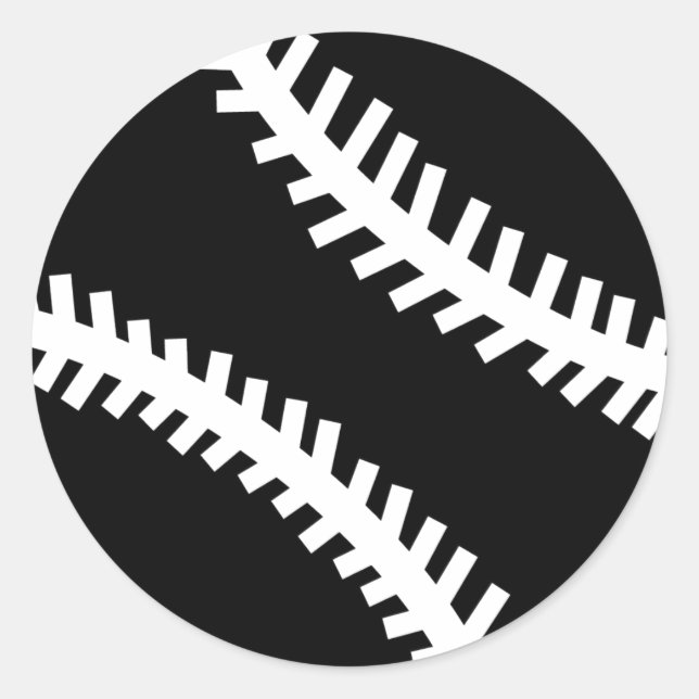 schwarzes Baseballsymbol Runder Aufkleber (Vorderseite)