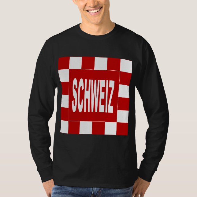 Schwarzes basisches T-Shirt SCHWEIZ (Vorderseite)