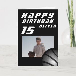 Schwarzes Basketball-Ball-Jungen-Foto Alles Gute z Karte