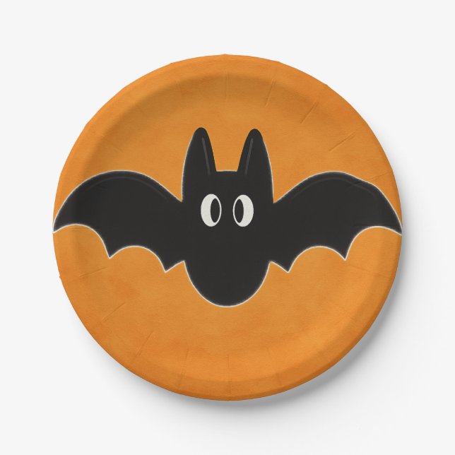 Schwarzes Bat im Hintergrund Pappteller (Vorderseite)