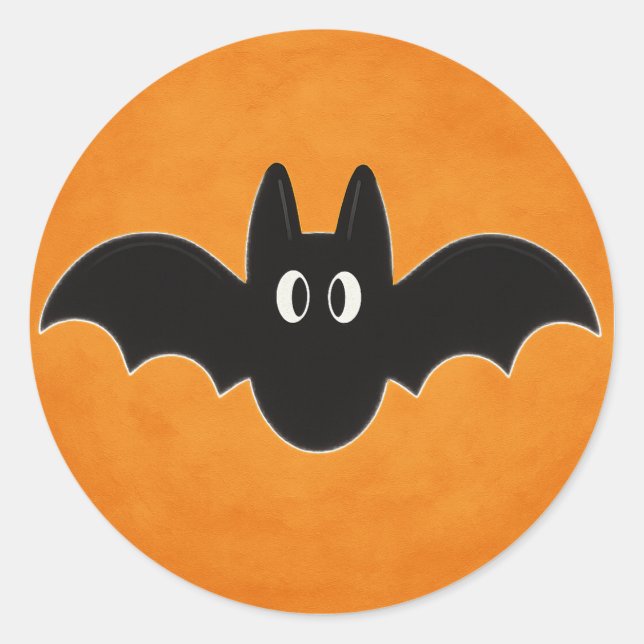 Schwarzes Bat im Hintergrund Runder Aufkleber (Vorderseite)