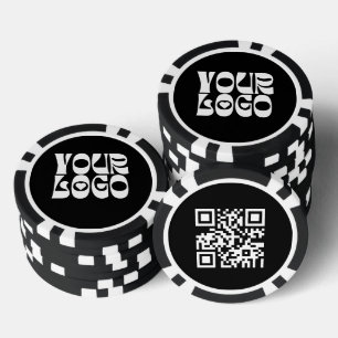 Schwarzes benutzerdefiniertes Logo QR-Code Werbege Pokerchips