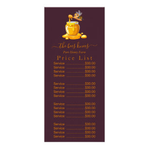 Schwarzes Bienenhonig Etikett Metallisch Gold Text Werbekarte