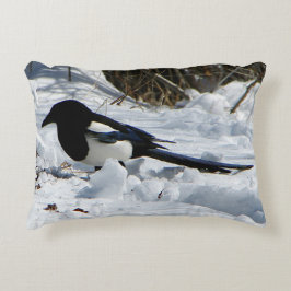 Schwarzes Billed Rocky Mountain Magpie Akzent Kiss Dekokissen