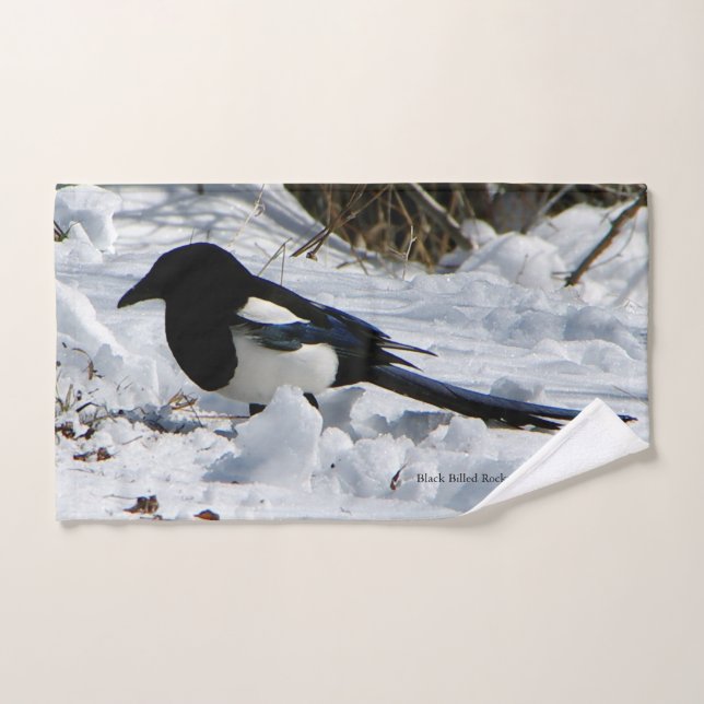 Schwarzes Billed Rocky Mountain Magpie Handtuch Se Badhandtuch Set (Handtuch)