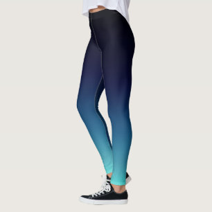 Schwarzes bis tiefes Meer Aqua Blauer Ombre Farbst Leggings