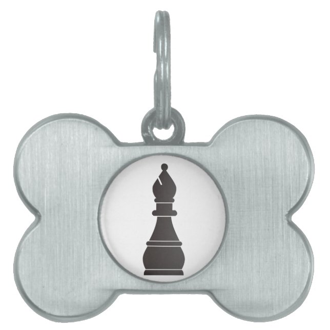 Schwarzes Bischofsschachstück Tiermarke (Vorderseite)