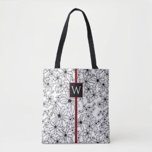 Schwarzes Blatt, handgezeichnet, floralweiß und Mo