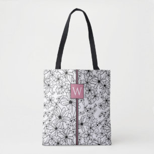 Schwarzes Blatt, handgezeichnet, floralweiß und Mo