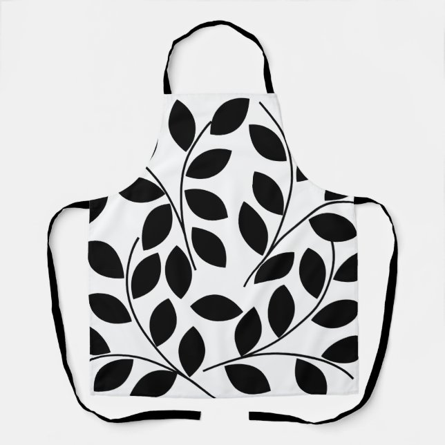 Schwarzes Blätter Muster Schürze (Vorderseite)